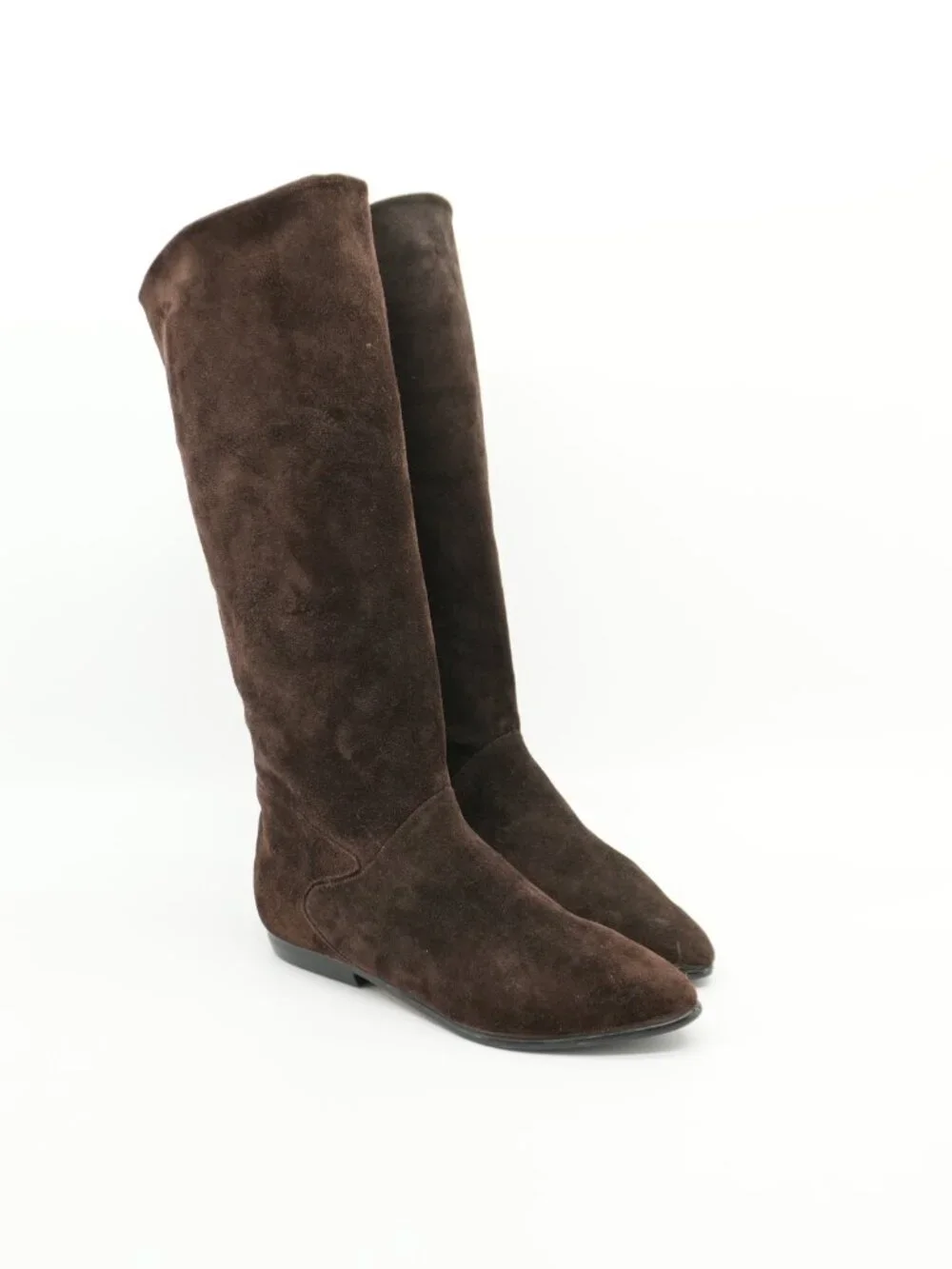 Brown Suede Tall Flat Slouching Knee-High Pirate Boots Size 10